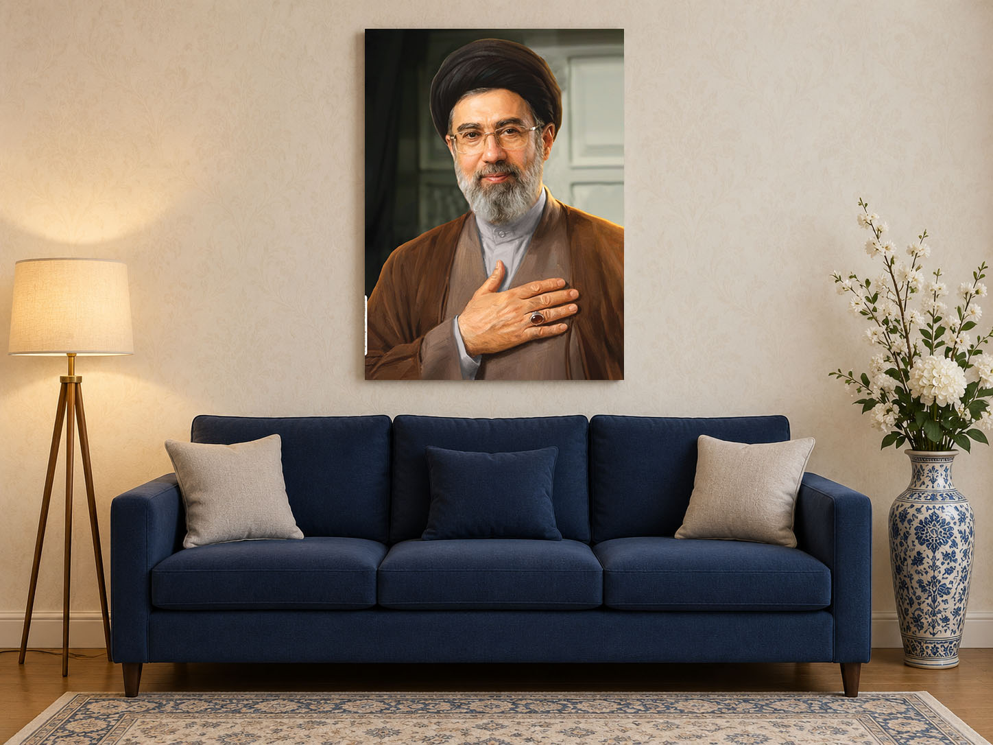 تابلو مخمل عکس رهبر عزیز (آیت الله سید مجتبی خامنه ای) - کد 50102